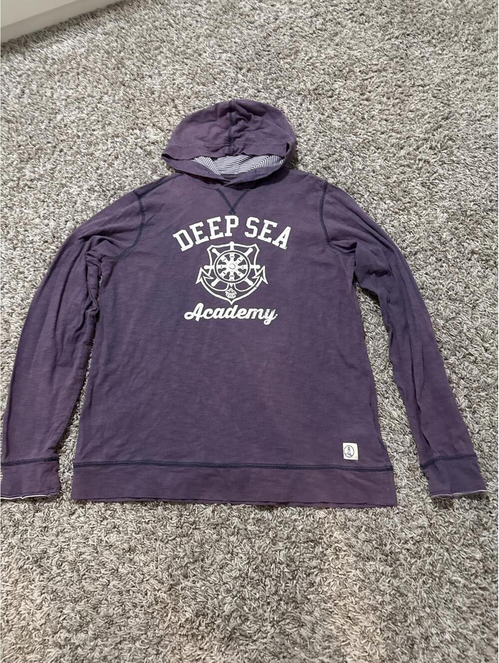 Lands' End Kids Deep Sea Academy Purple Light Hoodie Sweatshirt XL 18-20